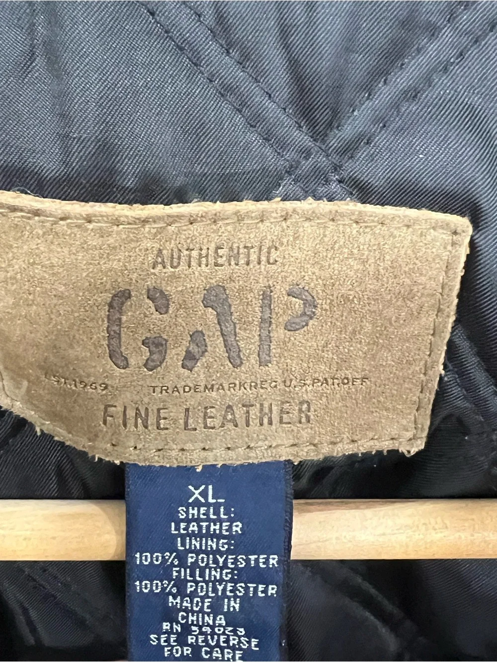 GAP Black Leather Zip Bomber Jacket